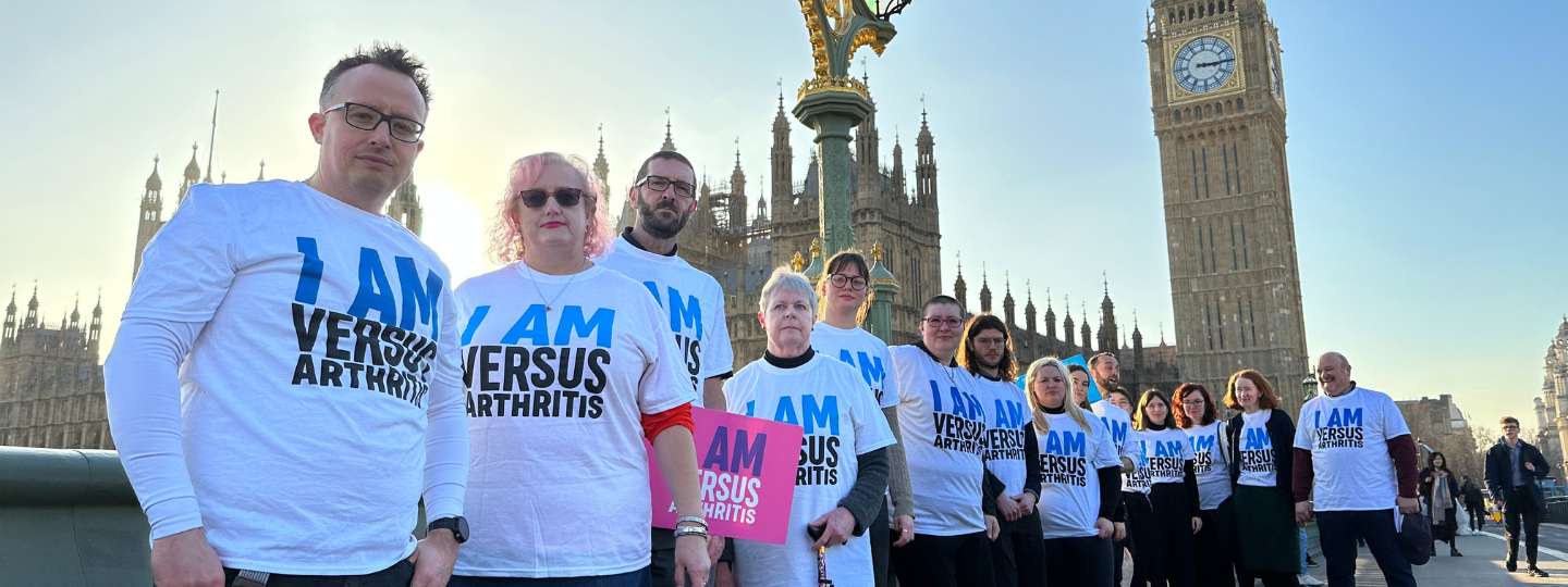 Arthritis UK team standing outside Parliament