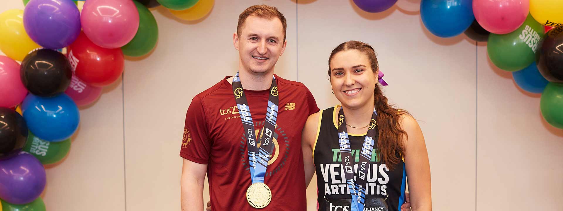 Challenge events runners Josh and Taylah with their medals