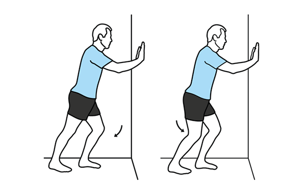 Plantar fascia wall push stretch