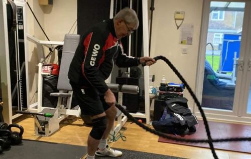 Nick using gym machine