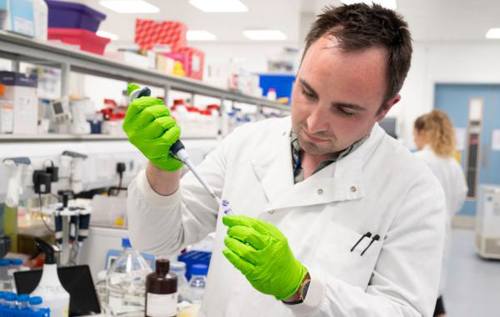 Dr David Wilkinson using pipette