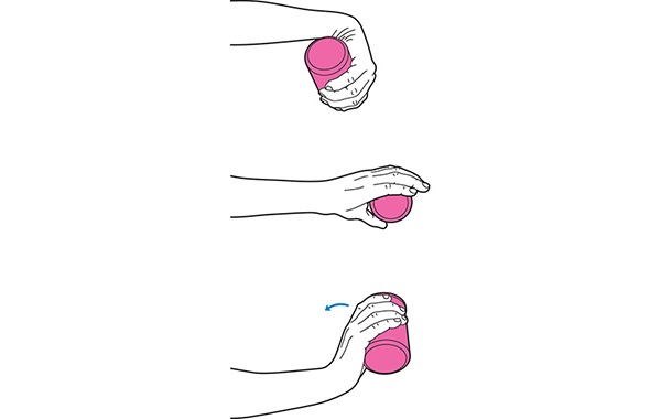 Wrist lift exercise with palm down 