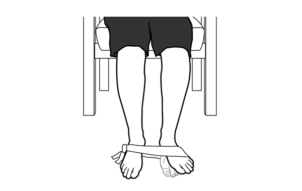 Seated ankle out stretch with resistance band