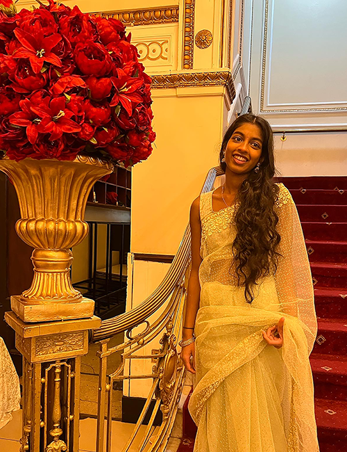 Varshi In Dress On Stairs